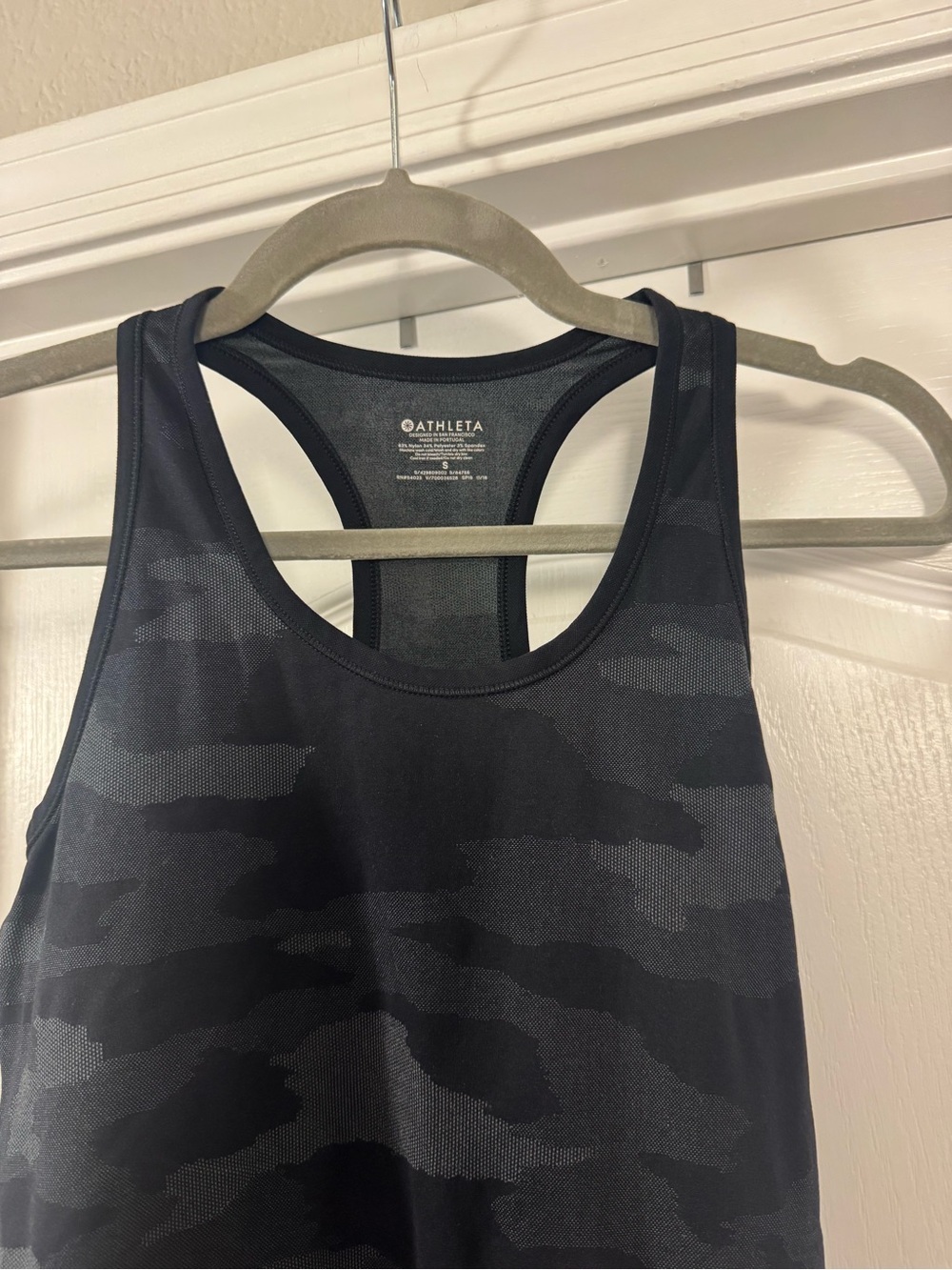 Athleta Black & Dark Gray Camo Racerback Tank - Picture 4 of 9